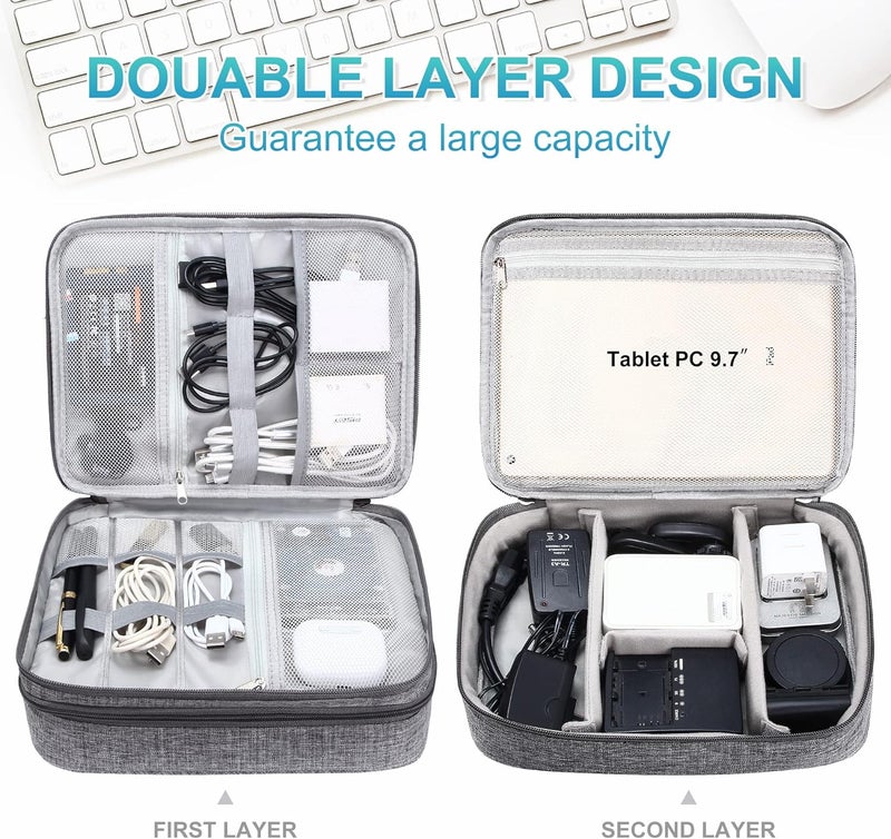 CILLA Electronics Organizer Travel, Travel Cord Organizer Case, Compact Electronics Accessories Bag for Cable, Cord, Charger, Phone - Image 2